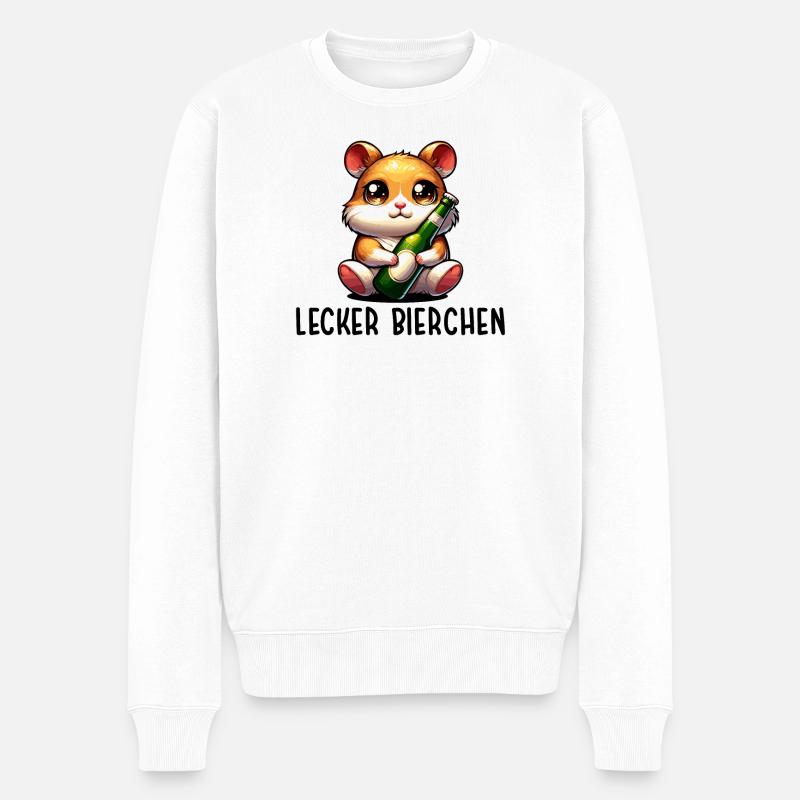 BIÈRE DÉLICIEUSE Triste Hamster Mème - Pull Premium bio Homme - blanc