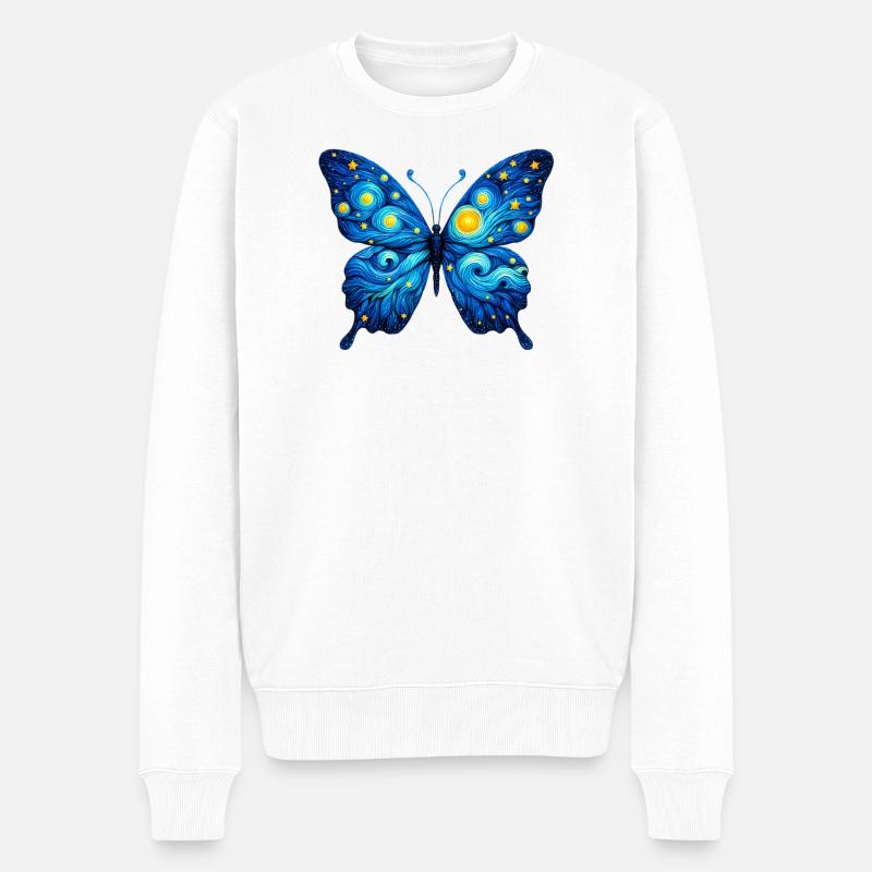 Schmetterling - Männer Premium Bio Pullover - Weiß