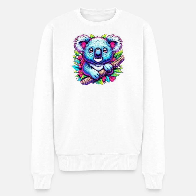 Koala - Männer Premium Bio Pullover - Weiß