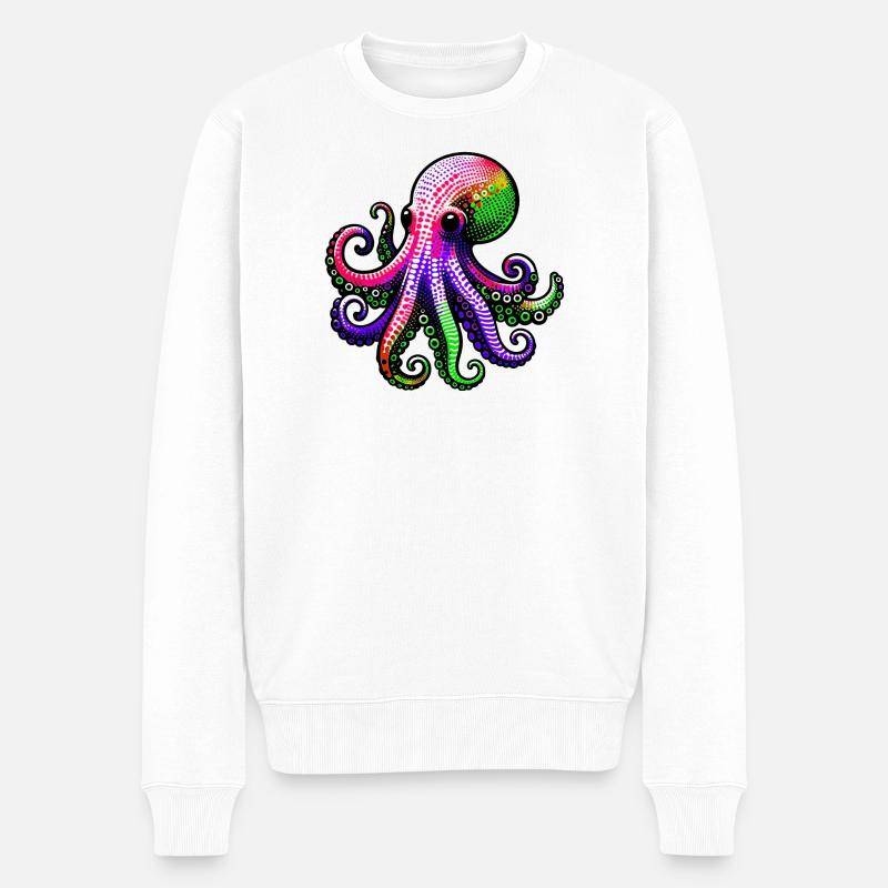 Krake - Männer Premium Bio Pullover - Weiß