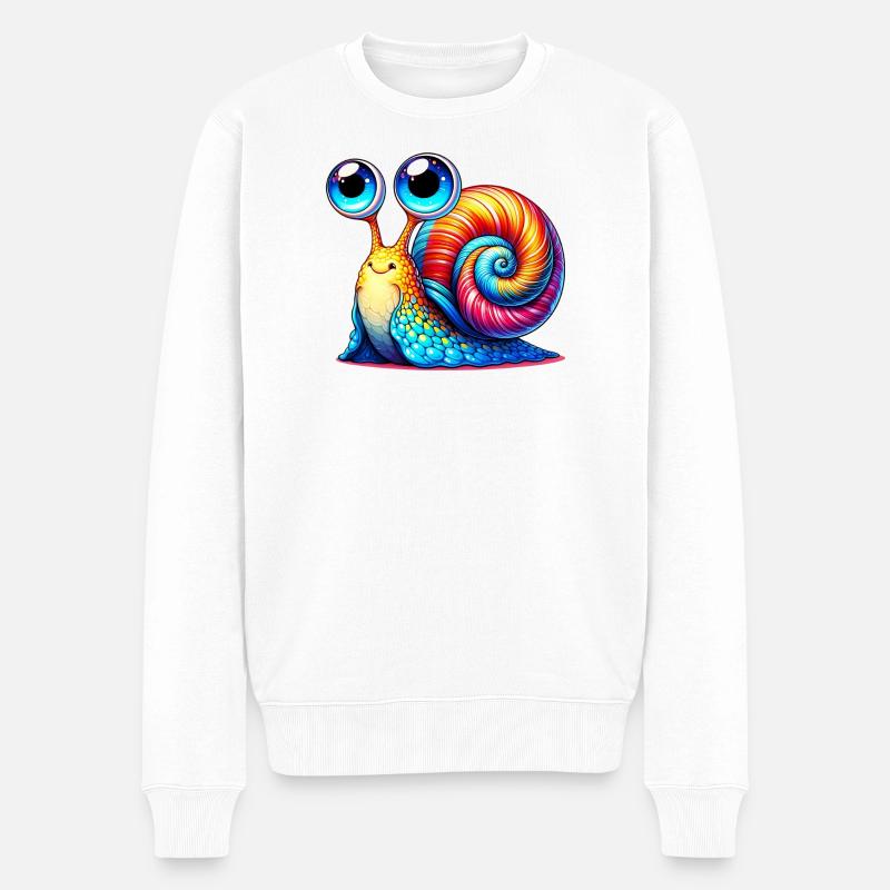 Schnecke - Männer Premium Bio Pullover - Weiß
