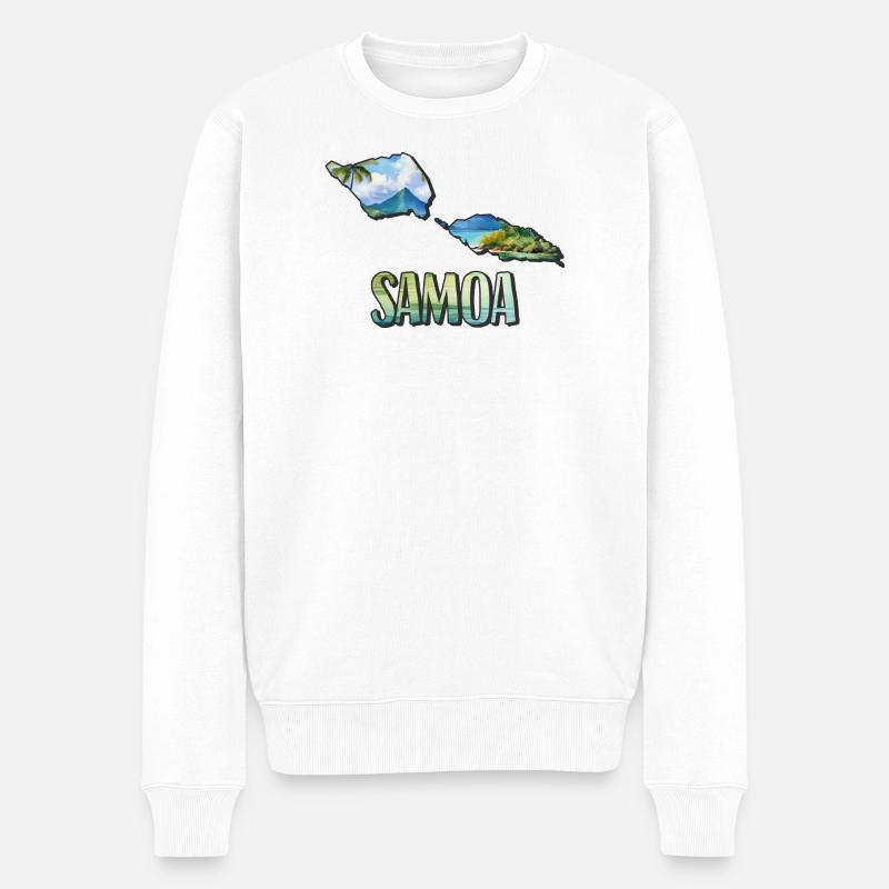 Carte aquarelle Samoa - Pull Premium bio Homme - blanc