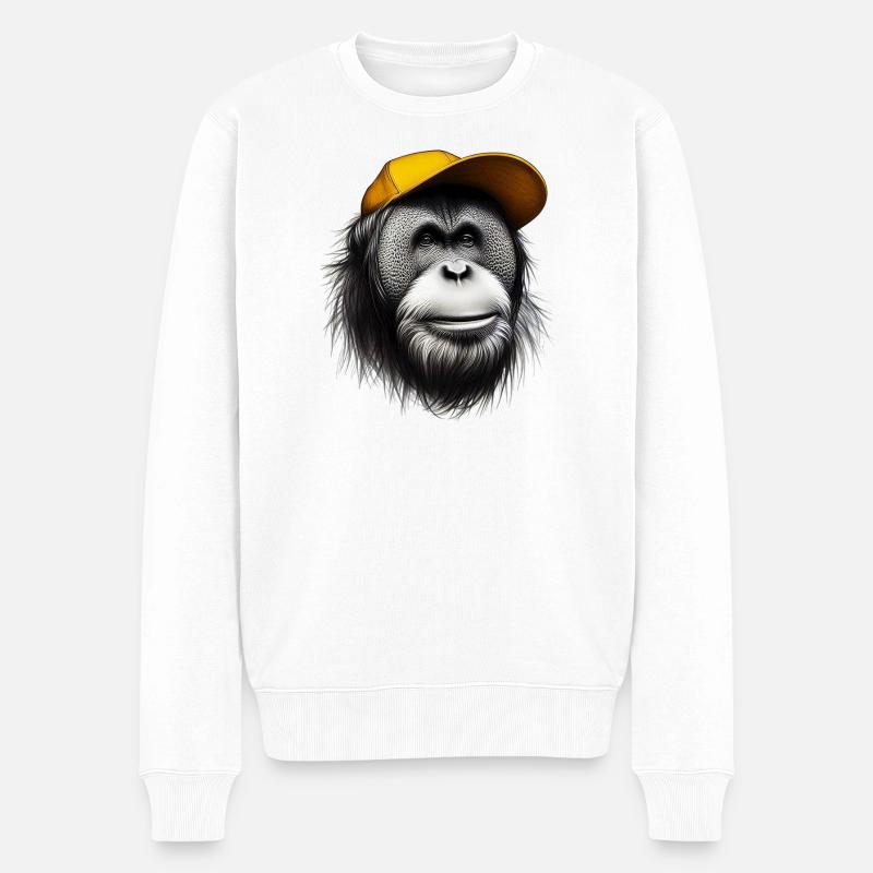 Singe orang-outan - Pull Premium bio Homme - blanc