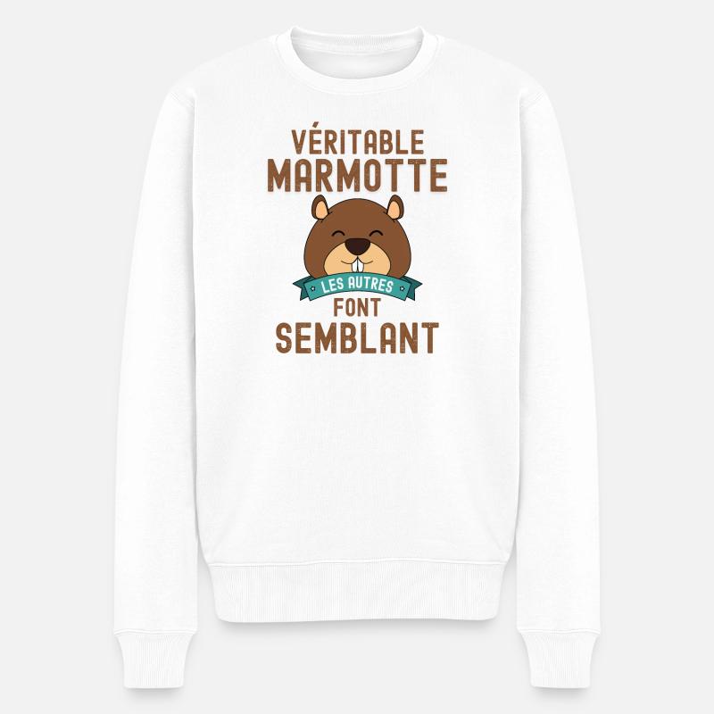 Marmotte forêt randonnée - Pull Premium bio Homme - blanc