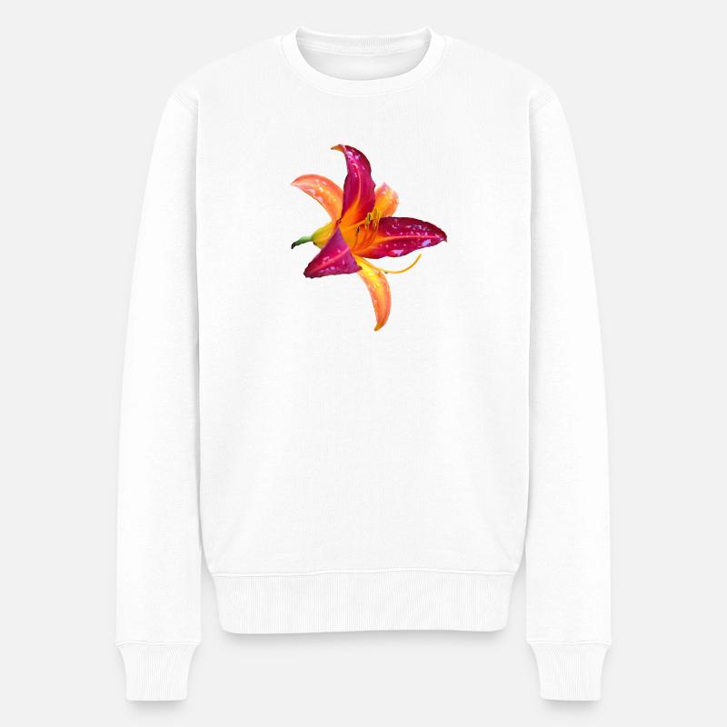 Hémérocalle tropicale - Fleur d’hémérocallis - Pull Premium bio Homme - blanc
