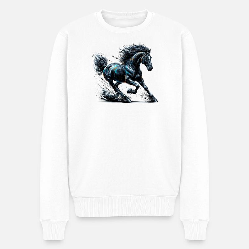 Pferd - Männer Premium Bio Pullover - Weiß