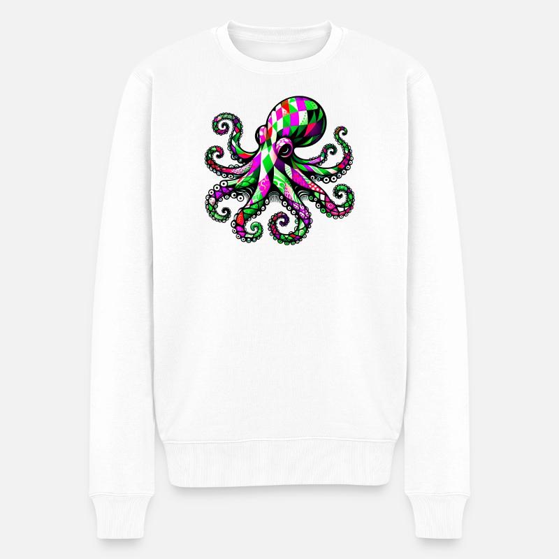Krake - Männer Premium Bio Pullover - Weiß