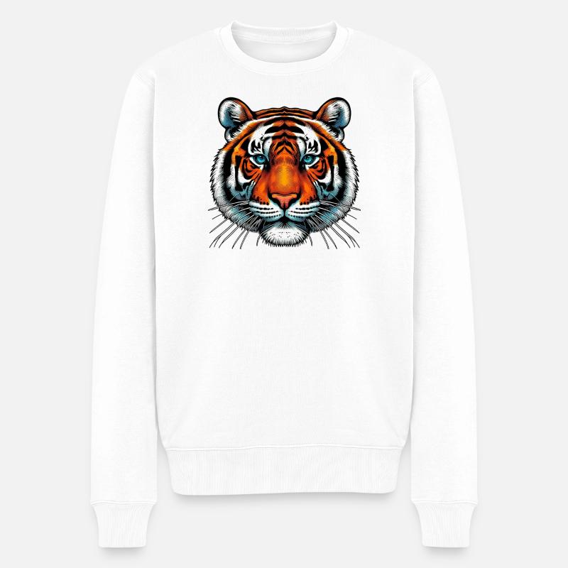 Tiger - Männer Premium Bio Pullover - Weiß