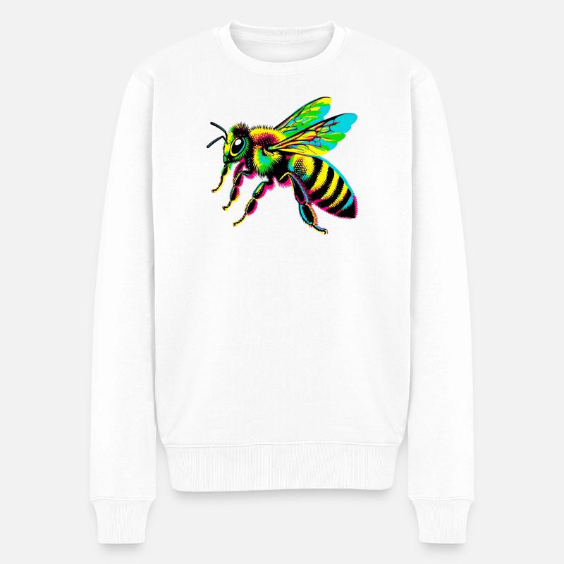 Biene - Männer Premium Bio Pullover - Weiß