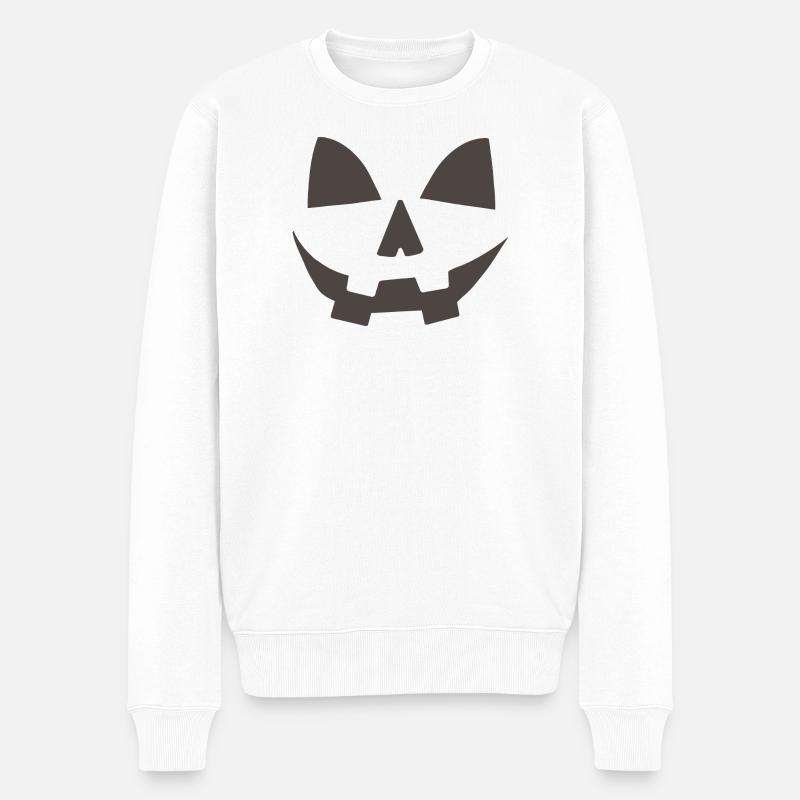 Halloween Kürbis - Männer Premium Bio Pullover - Weiß