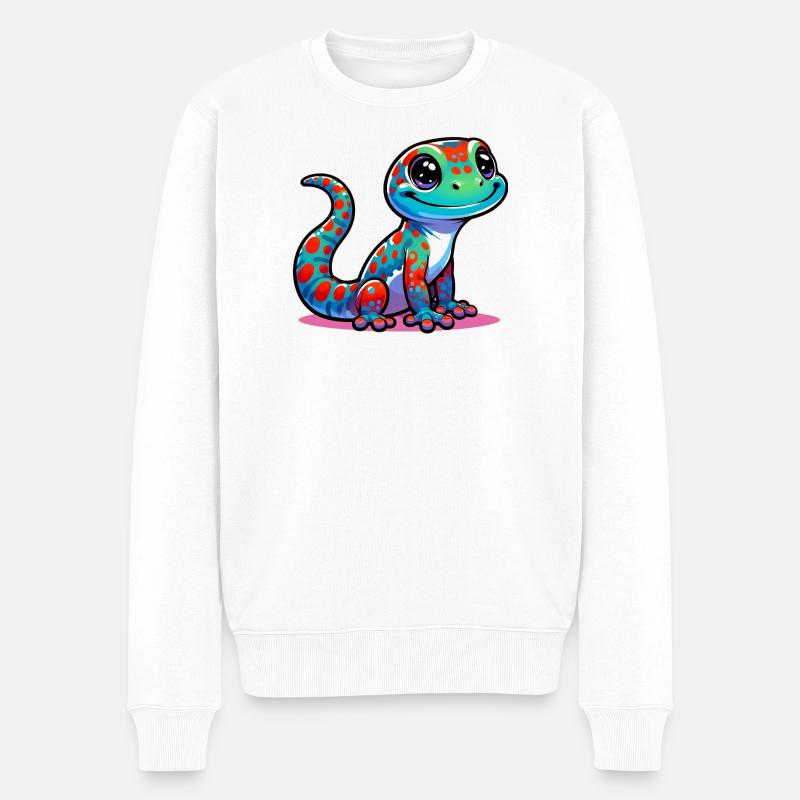 Gecko - Männer Premium Bio Pullover - Weiß