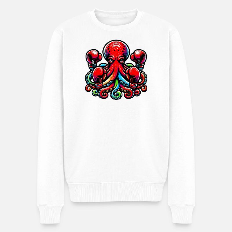 Krake - Männer Premium Bio Pullover - Weiß