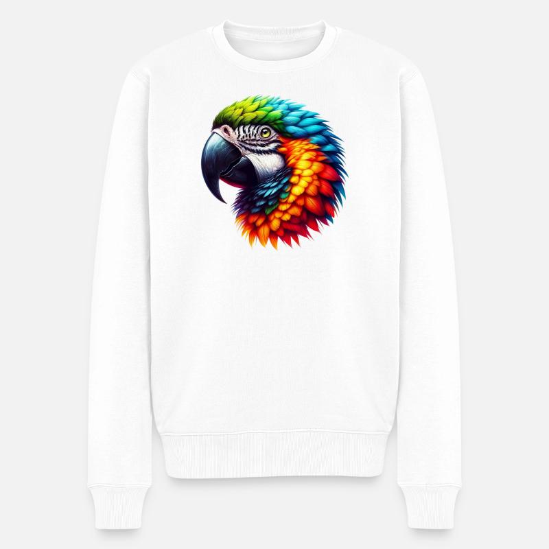 Papagei - Männer Premium Bio Pullover - Weiß