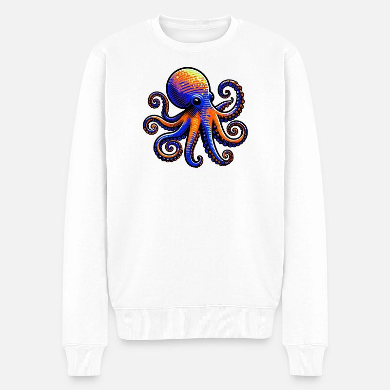 Krake - Männer Premium Bio Pullover - Weiß