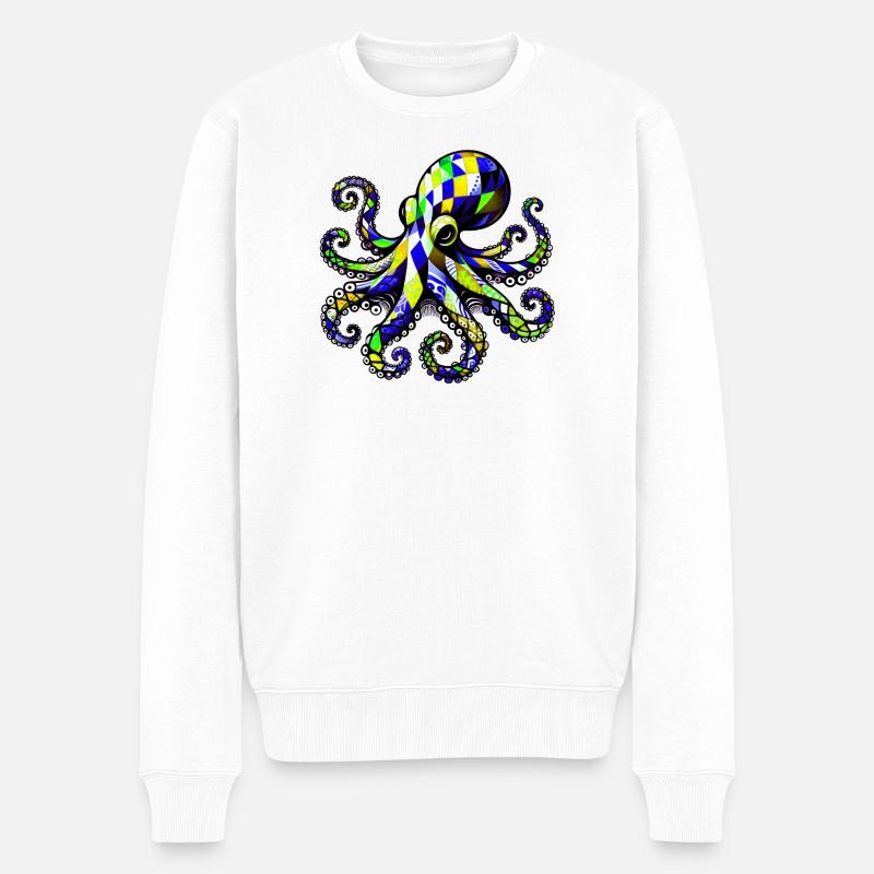 Krake - Männer Premium Bio Pullover - Weiß