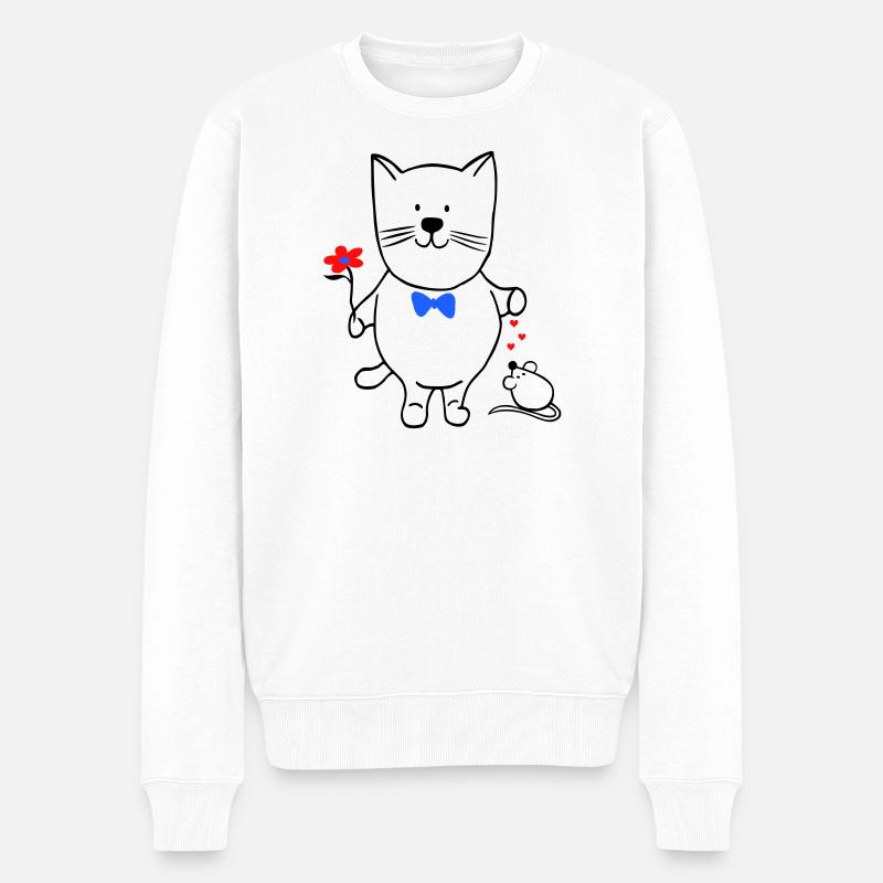 Chat et souris - Pull Premium bio Homme - blanc
