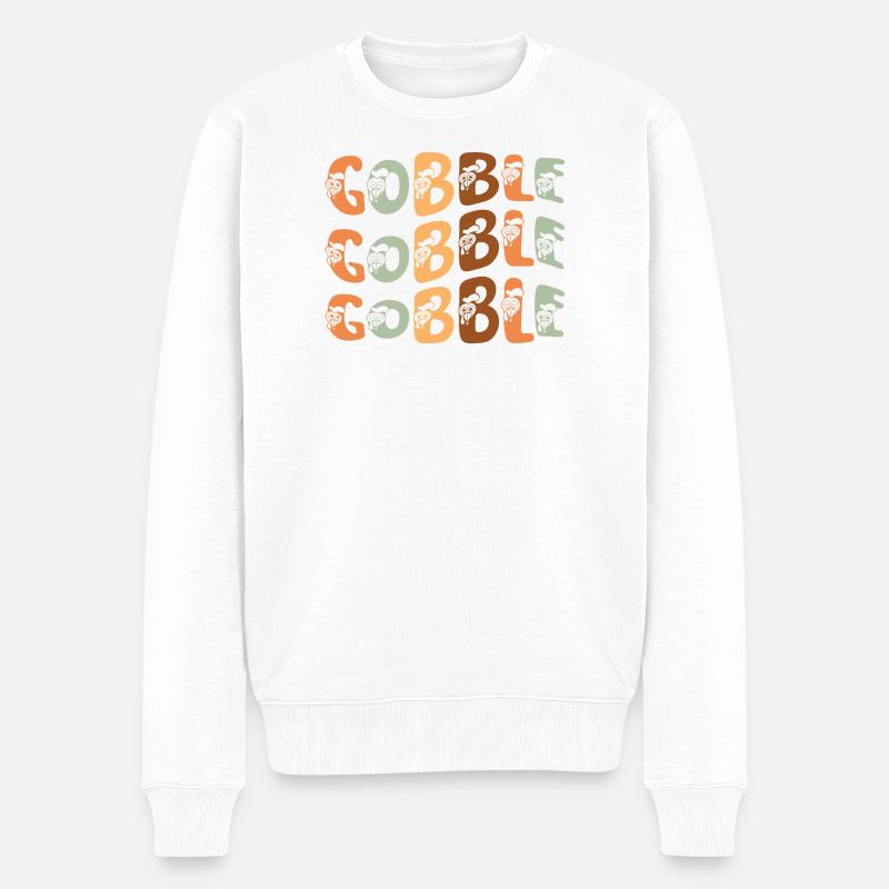 Thanksgiving Gobble - Männer Premium Bio Pullover - Weiß