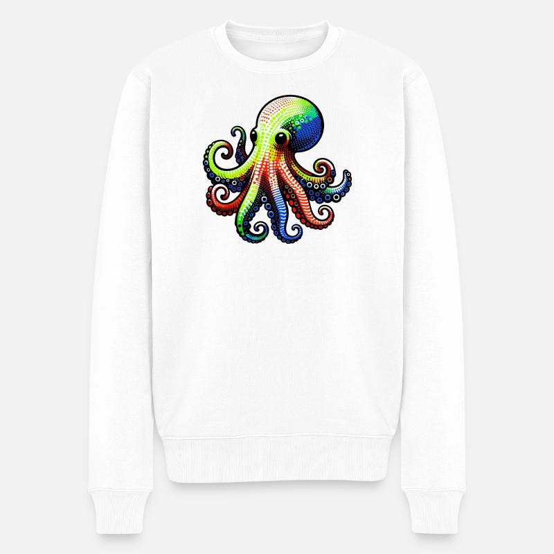 Blæksprutte - Økologisk premium-sweatshirt til mænd - hvid