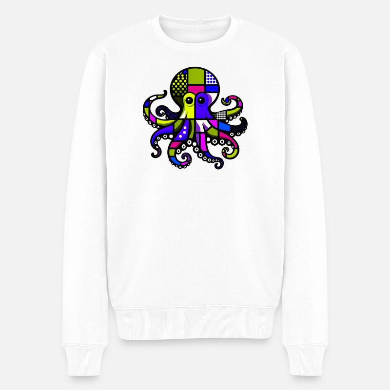 Krake - Männer Premium Bio Pullover - Weiß