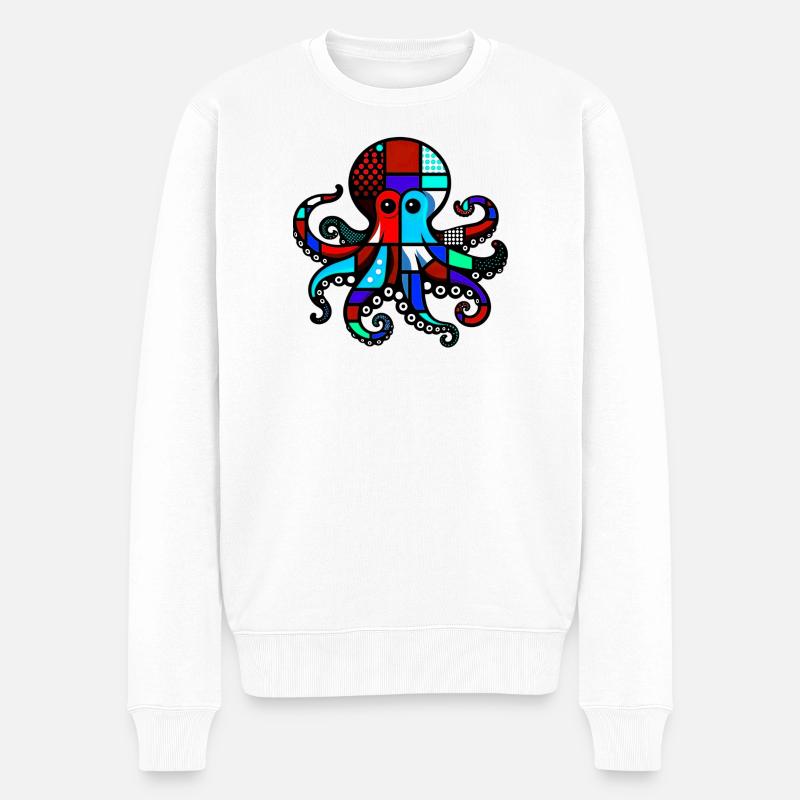 Krake - Männer Premium Bio Pullover - Weiß