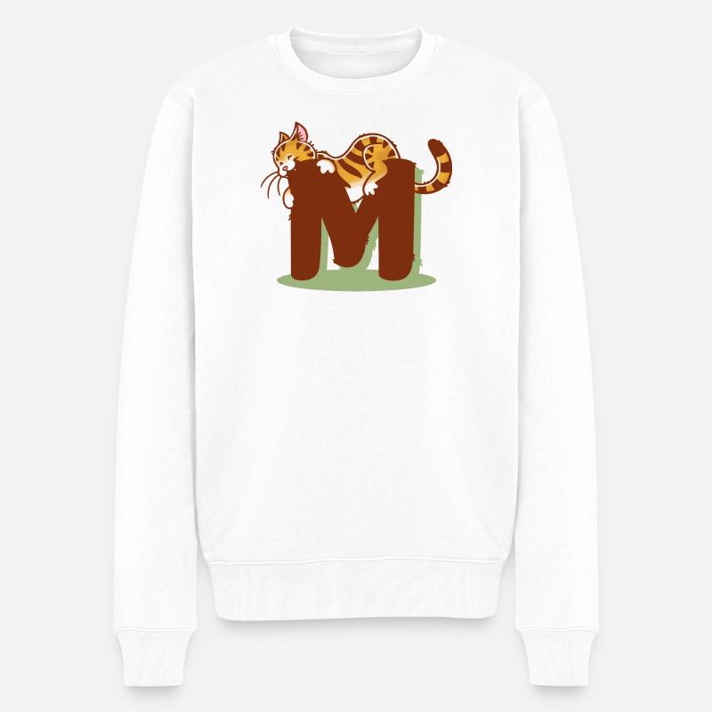 Lettre M Cat - Pull Premium bio Homme - blanc