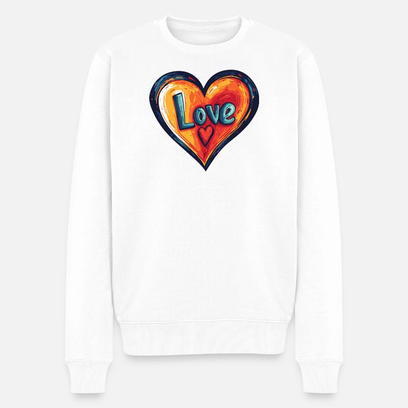 Farbenreiches Liebesherz Kunstdesign - Männer Premium Bio Pullover - Weiß