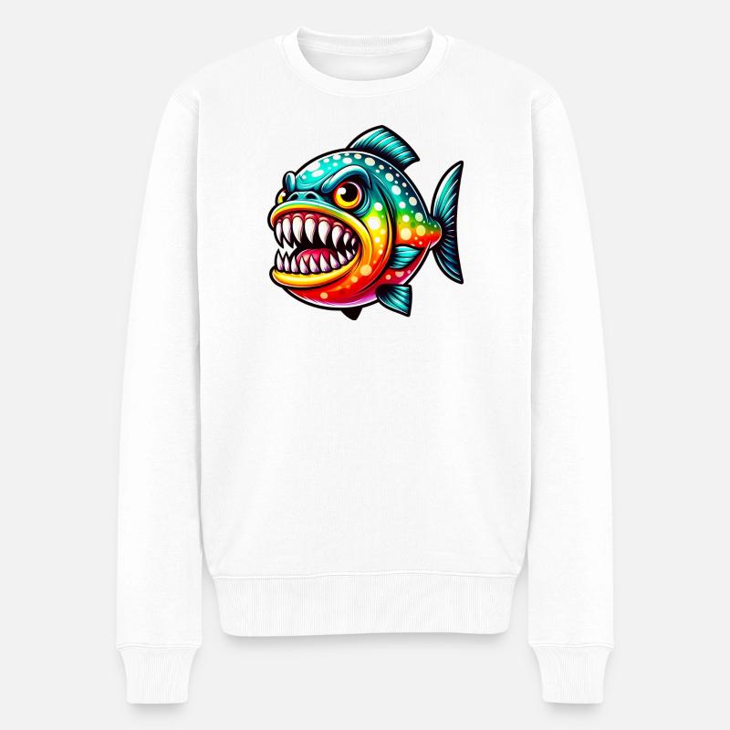 Piranha - Männer Premium Bio Pullover - Weiß