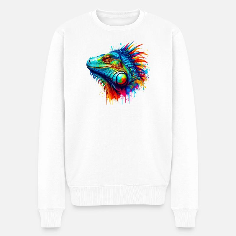 Leguan - Männer Premium Bio Pullover - Weiß