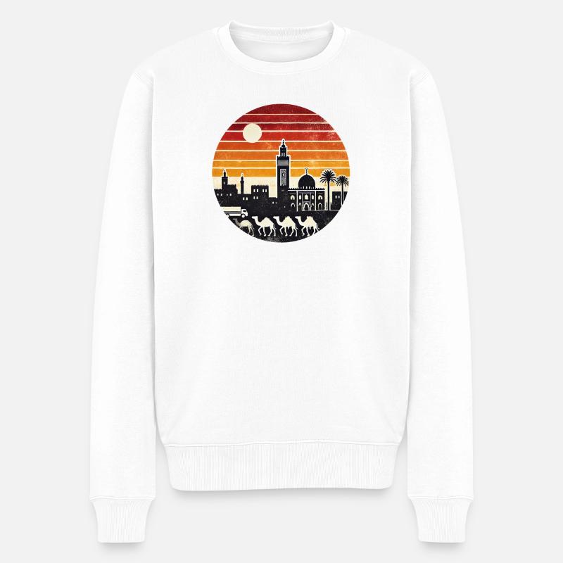 Marrakesch Moschee Wüsten Design - Männer Premium Bio Pullover - Weiß