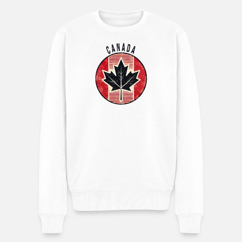 Kanada Ahornblatt Design - Männer Premium Bio Pullover - Weiß