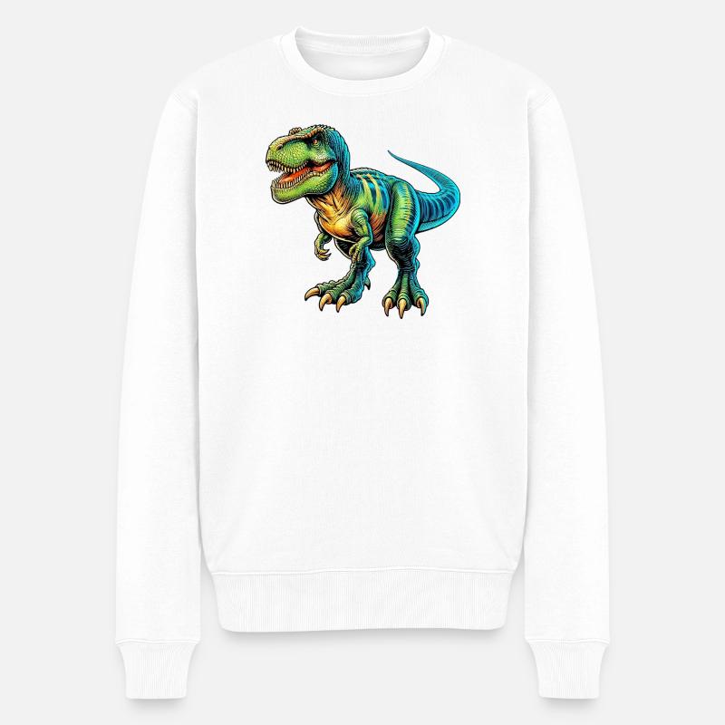 Dinosaurier - Männer Premium Bio Pullover - Weiß