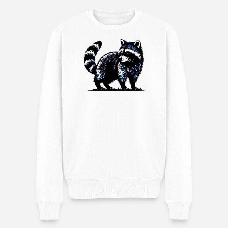 Waschbär - Männer Premium Bio Pullover - Weiß