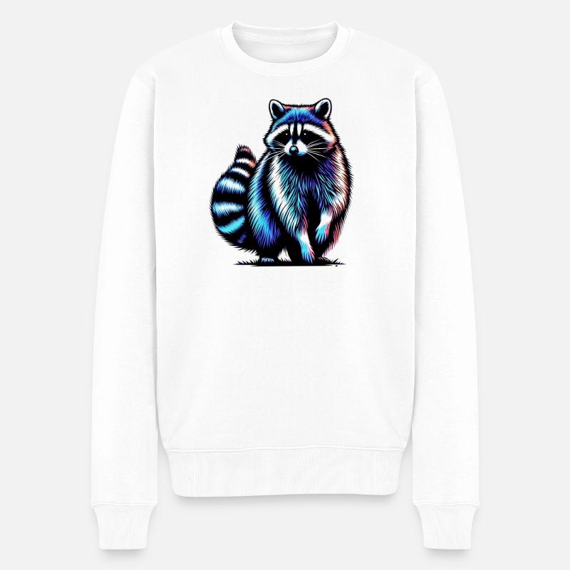 Waschbär - Männer Premium Bio Pullover - Weiß