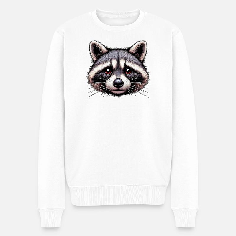 Waschbär - Männer Premium Bio Pullover - Weiß