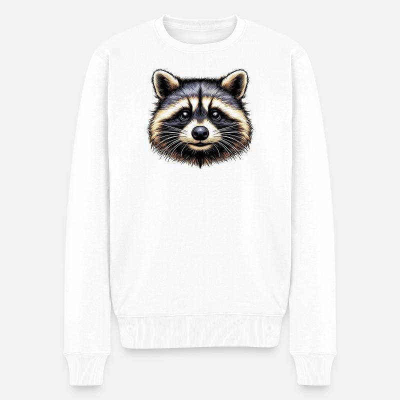 Waschbär - Männer Premium Bio Pullover - Weiß