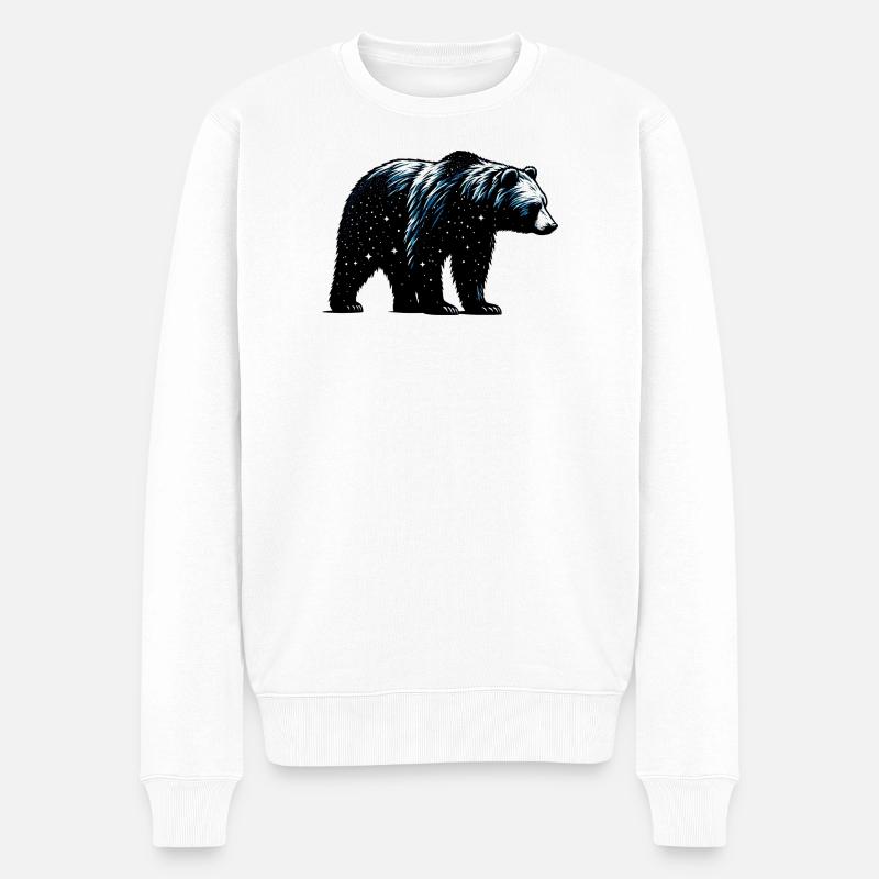 Bär - Männer Premium Bio Pullover - Weiß