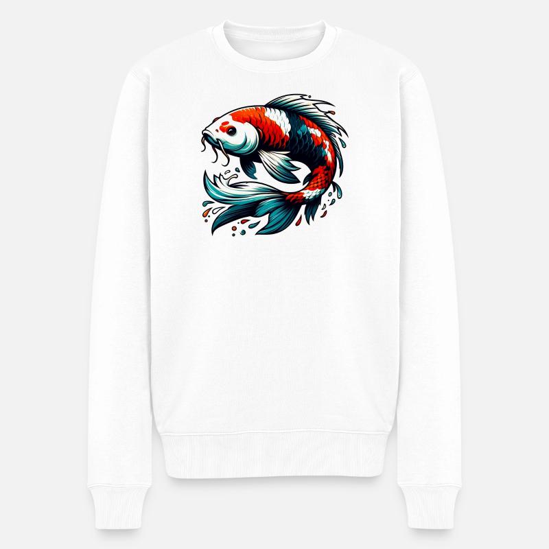Koi-Karpfen - Männer Premium Bio Pullover - Weiß