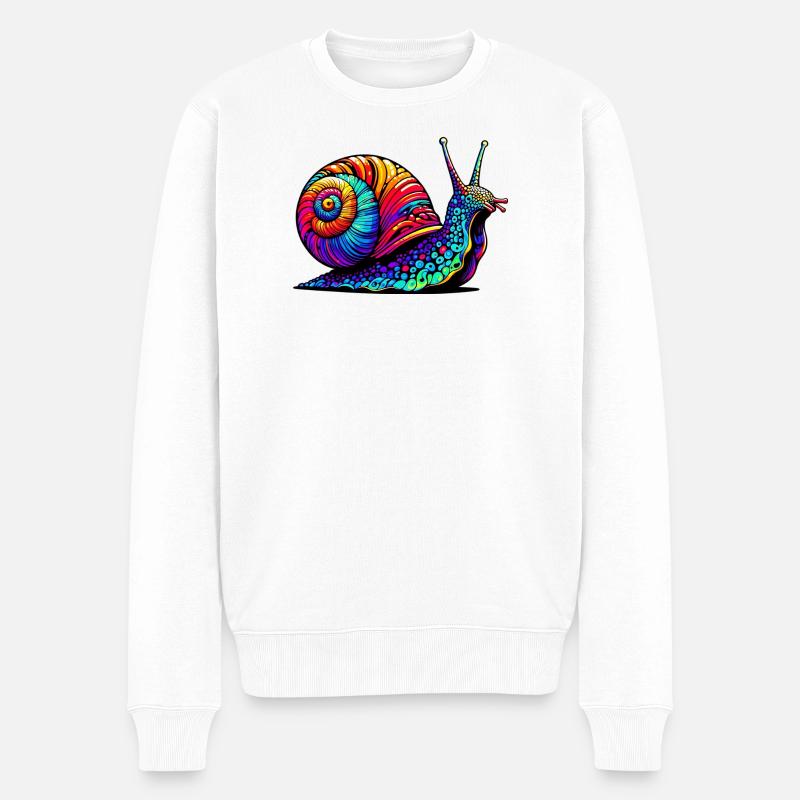 Schnecke - Männer Premium Bio Pullover - Weiß