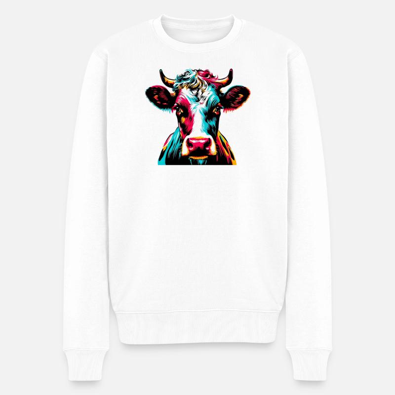 Vache - Pull Premium bio Homme - blanc