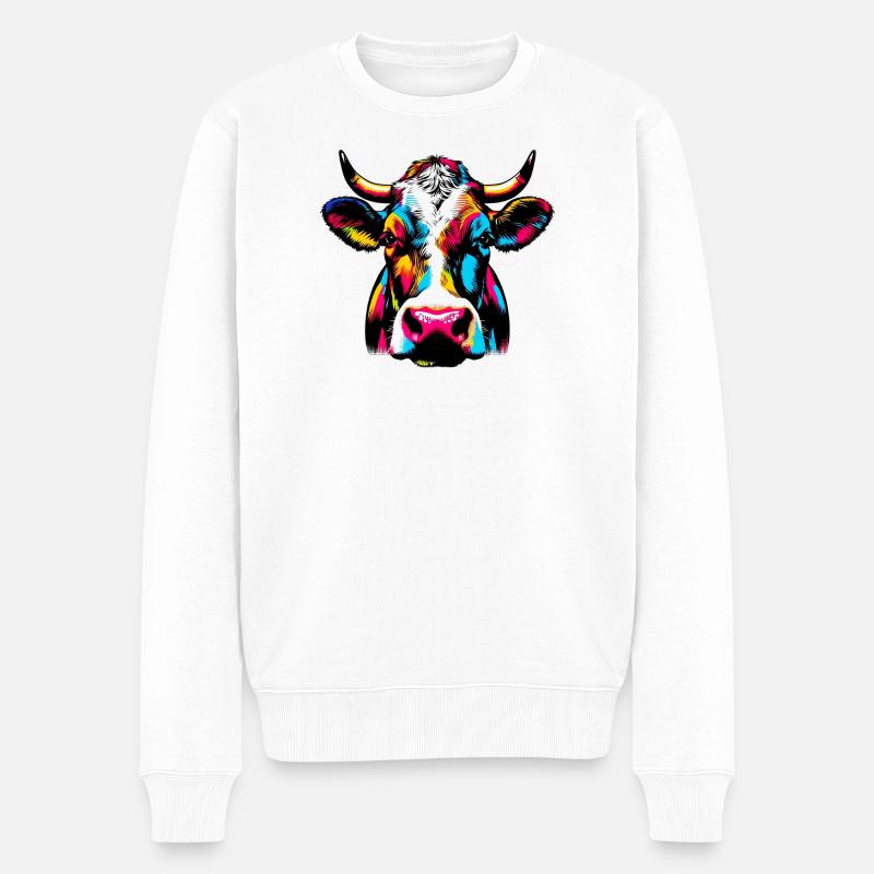 Vache - Pull Premium bio Homme - blanc