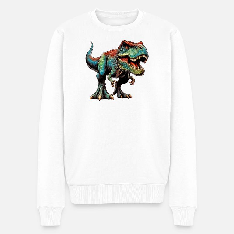 Dinosaurier - Männer Premium Bio Pullover - Weiß