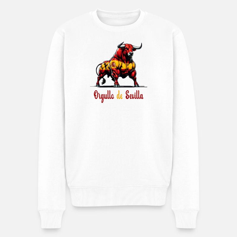 Der Stolz Sevilla Flagge Design - Männer Premium Bio Pullover - Weiß