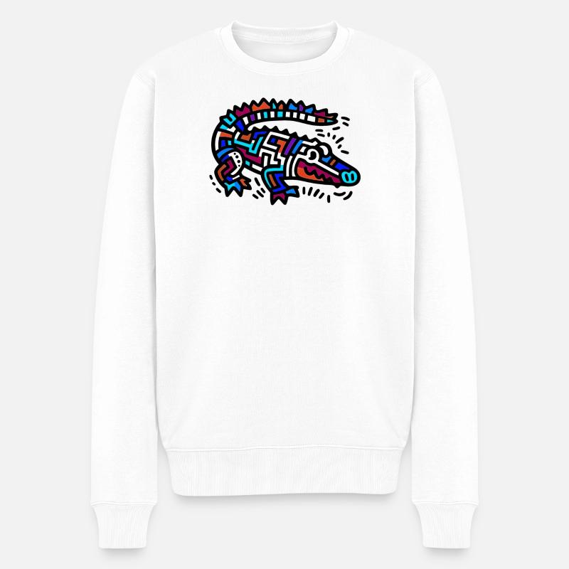 Alligator Crocodile - Pull Premium bio Homme - blanc