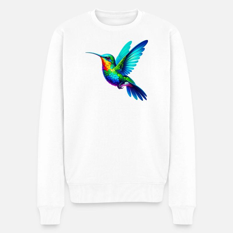 Kolibri - Männer Premium Bio Pullover - Weiß