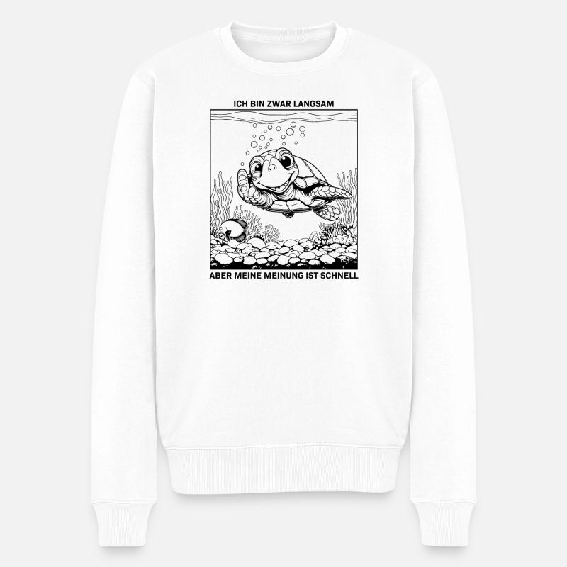 Meinungsstarke Schildkröte - Männer Premium Bio Pullover - Weiß