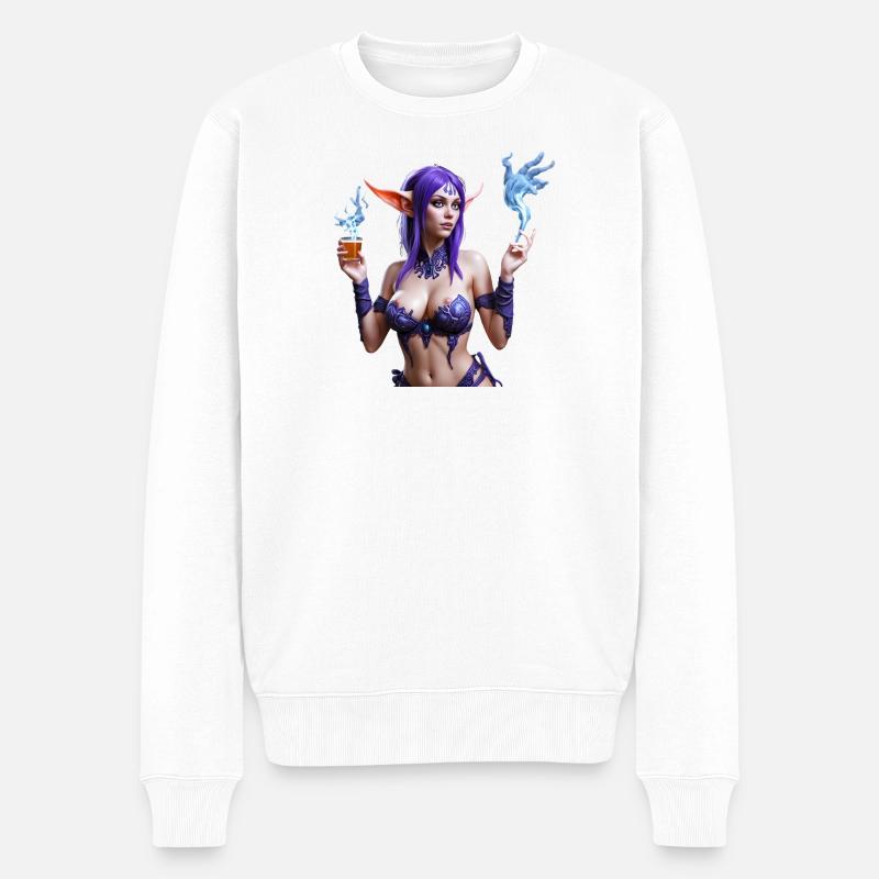 Psy Night Elves — Moon Haze - Männer Premium Bio Pullover - Weiß
