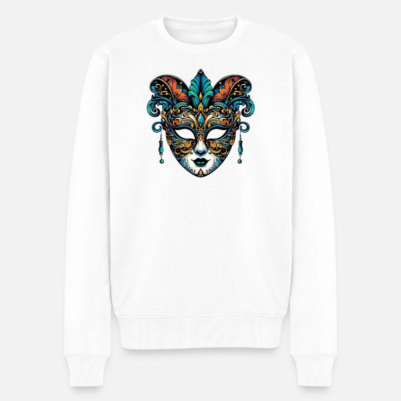 Masque du Carnaval de Venise - Pull Premium bio Homme - blanc