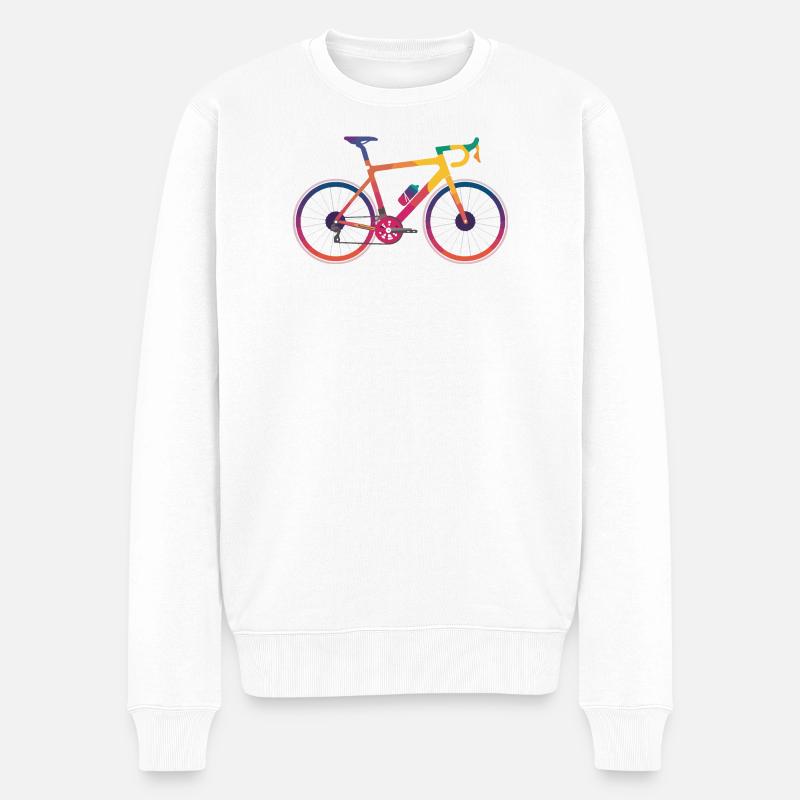 Lebendiges mehrfarbiges Fahrraddesign - Männer Premium Bio Pullover - Weiß