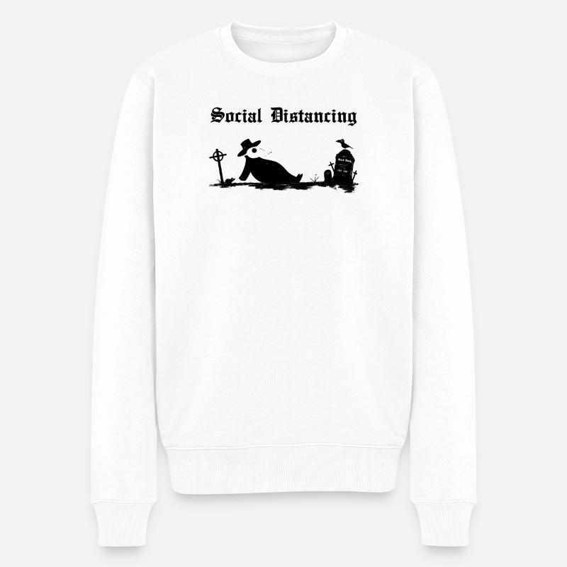 Peste noire Distanciation sociale - Pull Premium bio Homme - blanc