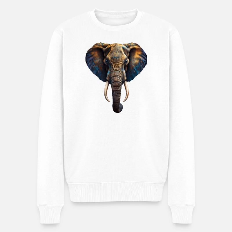 Elephant d'Afrique avec tatouage de style indien - Pull Premium bio Homme - blanc
